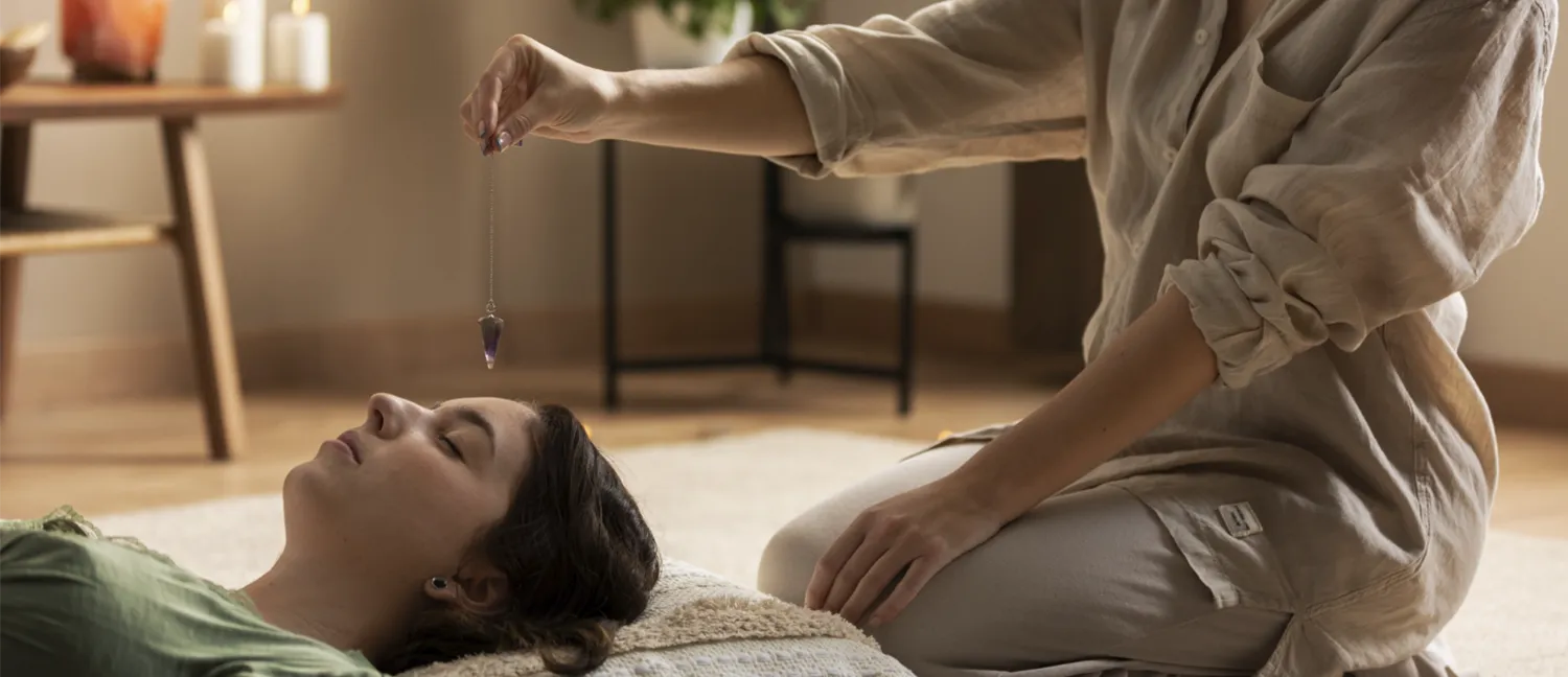 Péndulo hebreo utilizado en terapia de sanación espiritual